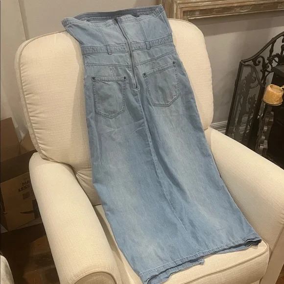 Free People Picture Perfect Denim Midi Dress - Picture 9 of 12